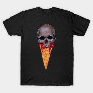 Halloween watercolor ice cream skull T-Shirt